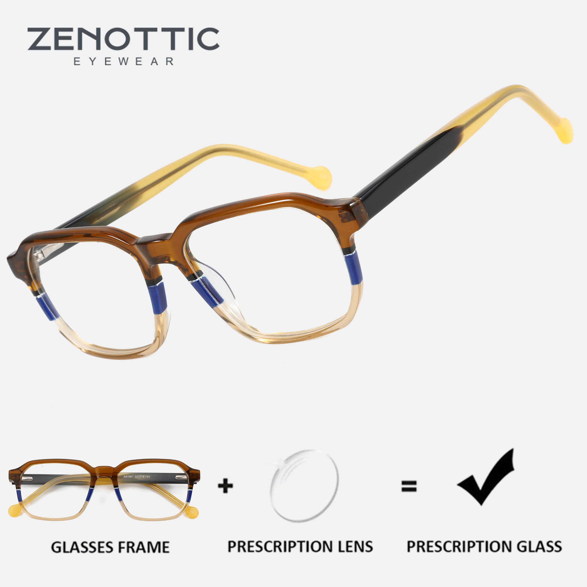 Men Shoes Zegna - ZENOTTIC Men's Fashion Square Prescription Glasses