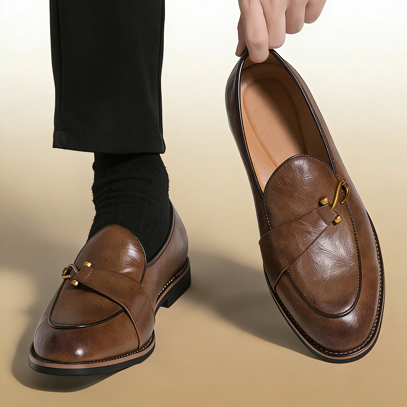 Men'S Shoes Hey Dude - Classic Retro Dress Leather Shoes Slip