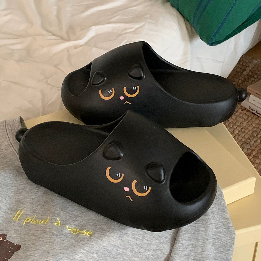 Men'S Shoes For Summer - New Black Cat Slippers for Women