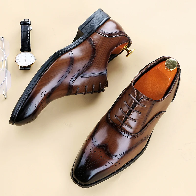 Men Shoes Official - Luxury Brand Men's Glossy Leather Shoes