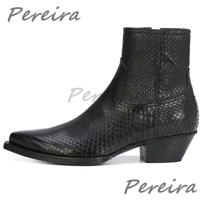 Men Shoes Boss - Trendy Snake Patterned Chelsea Boots for