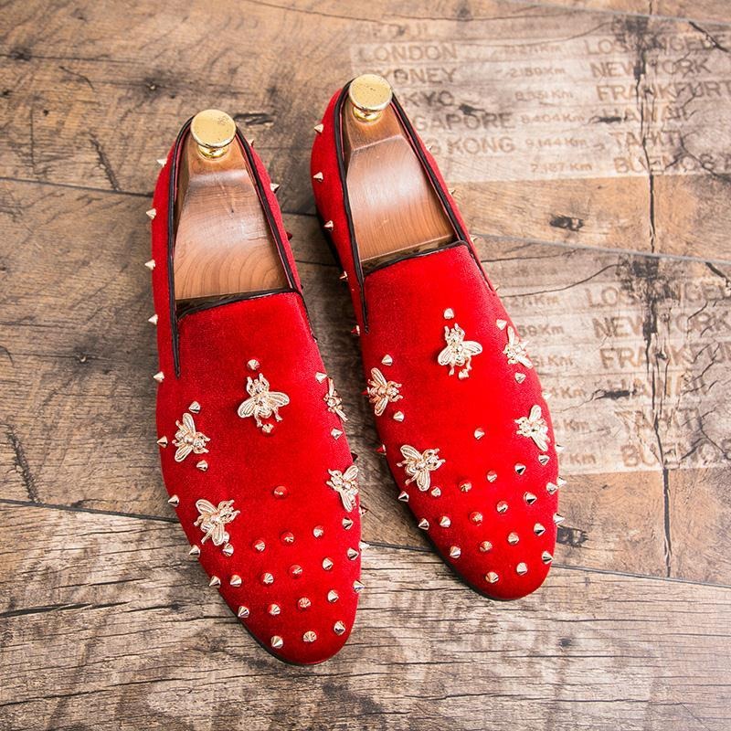 rivets men's dress shoes red b - Men Shoes Official ulasan dan harga
