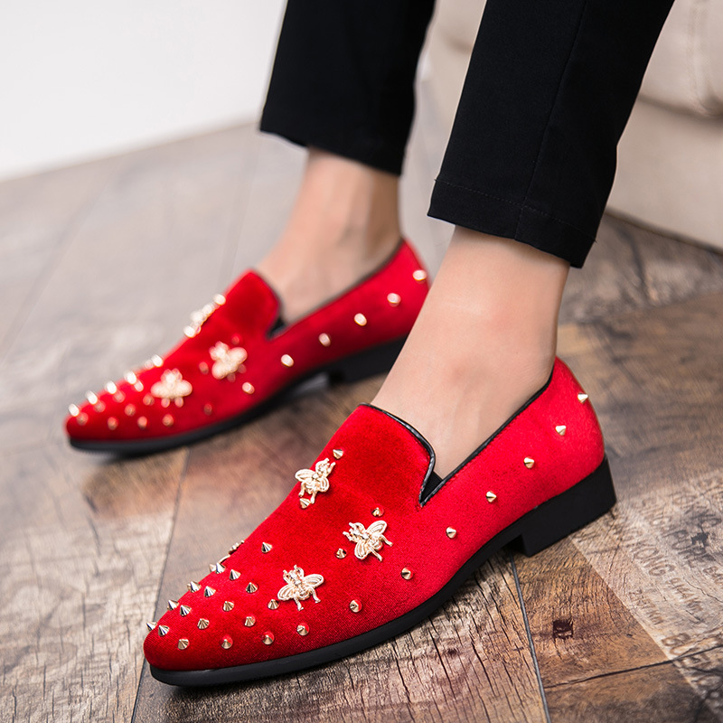 rivets men's dress shoes red b - Men Shoes Official ulasan dan harga