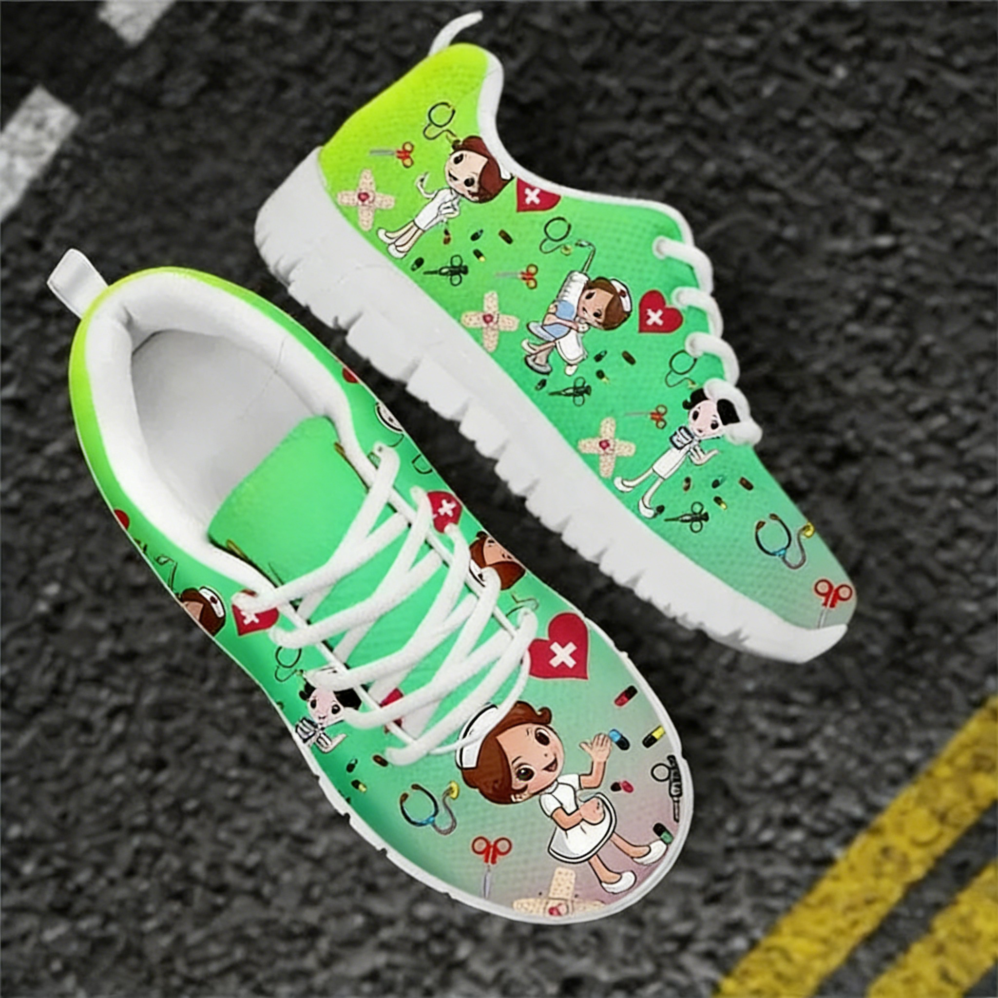 Colorful Cartoon Nurse Sneaker - Men Shoes Name ulasan dan harga