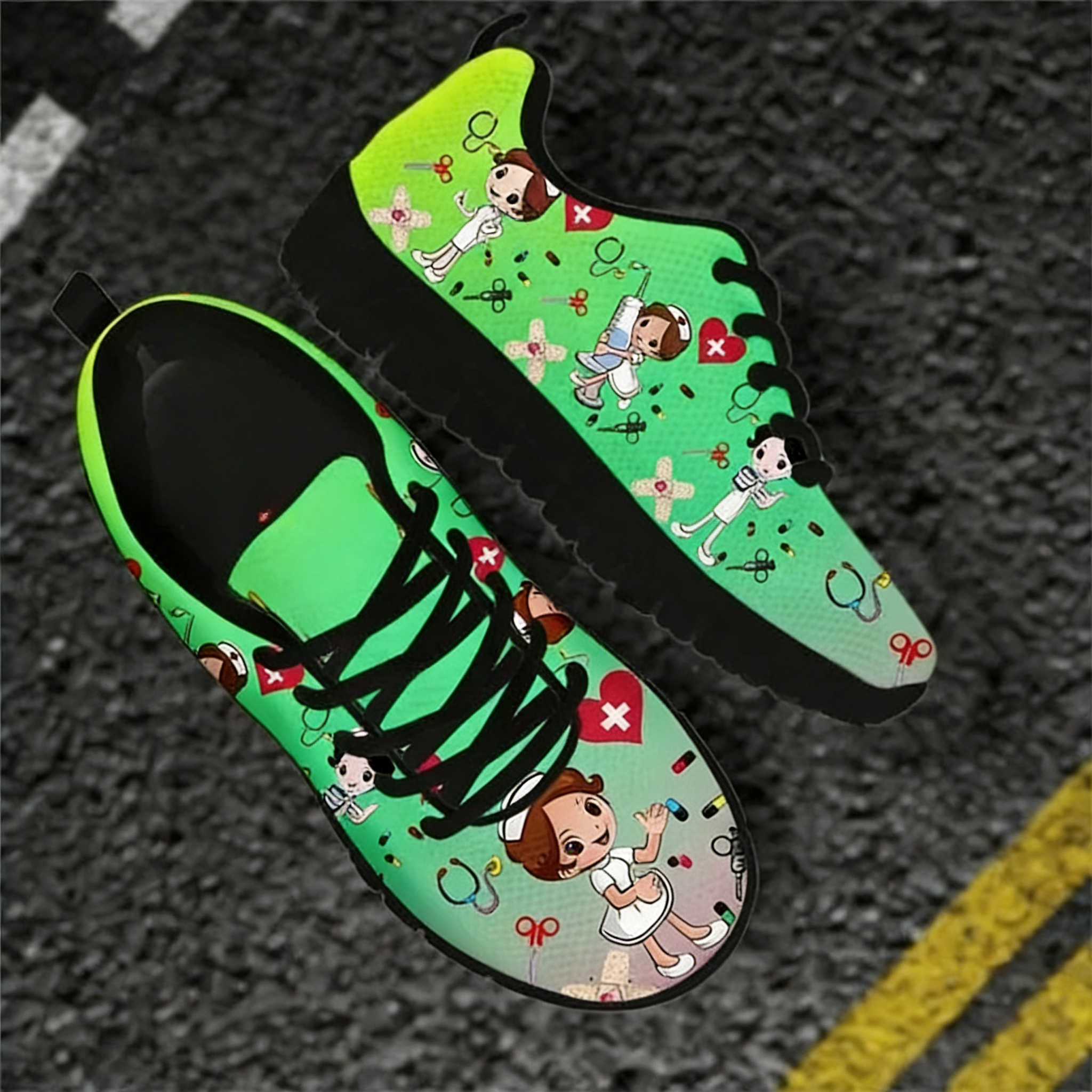 Colorful Cartoon Nurse Sneaker - Men Shoes Name ulasan dan harga
