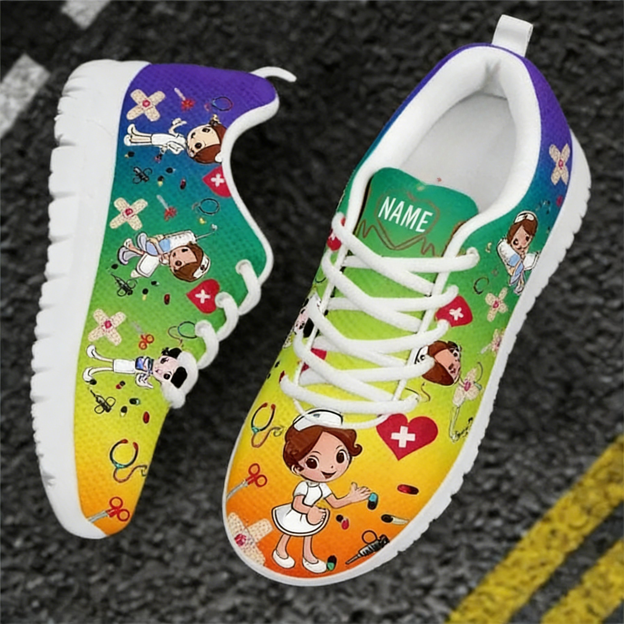 Colorful Cartoon Nurse Sneaker - Men Shoes Name ulasan dan harga
