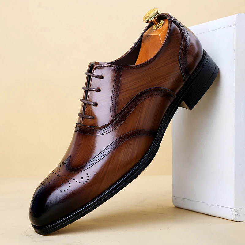 Luxury Brand Men's Glossy Leat - Men Shoes Official ulasan dan harga