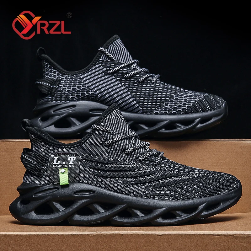 YRZL Men Sports Running Black  - Men Shoes Xxl ulasan dan harga