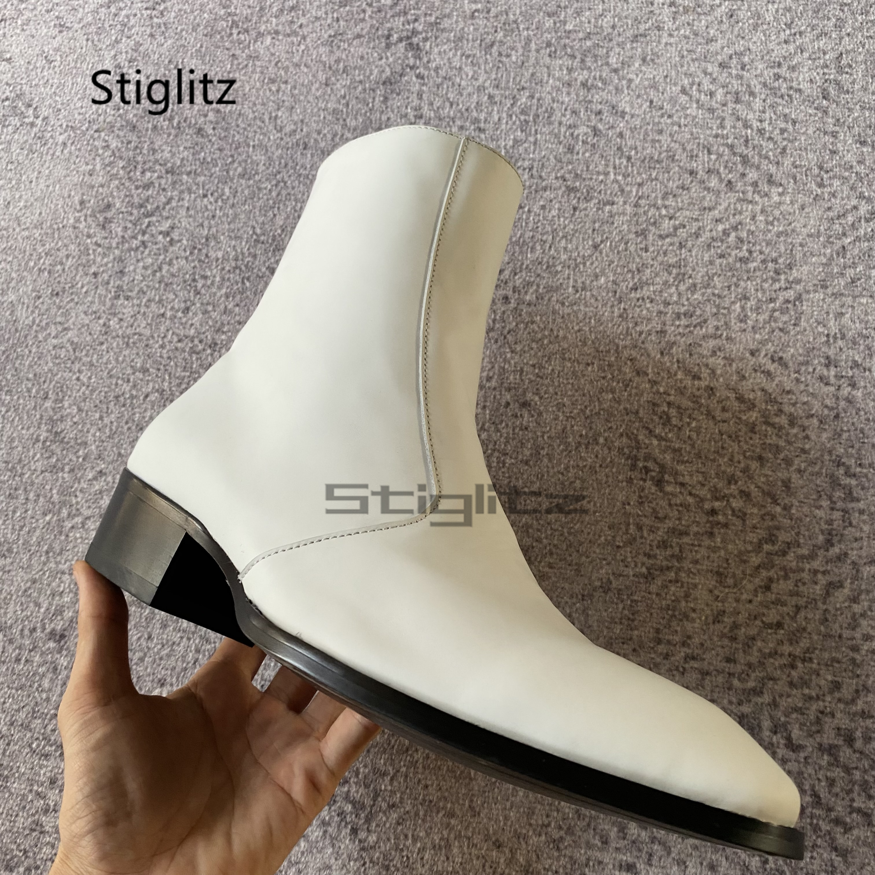 White Genuine Leather Chelsea  - Men Shoes Boss ulasan dan harga