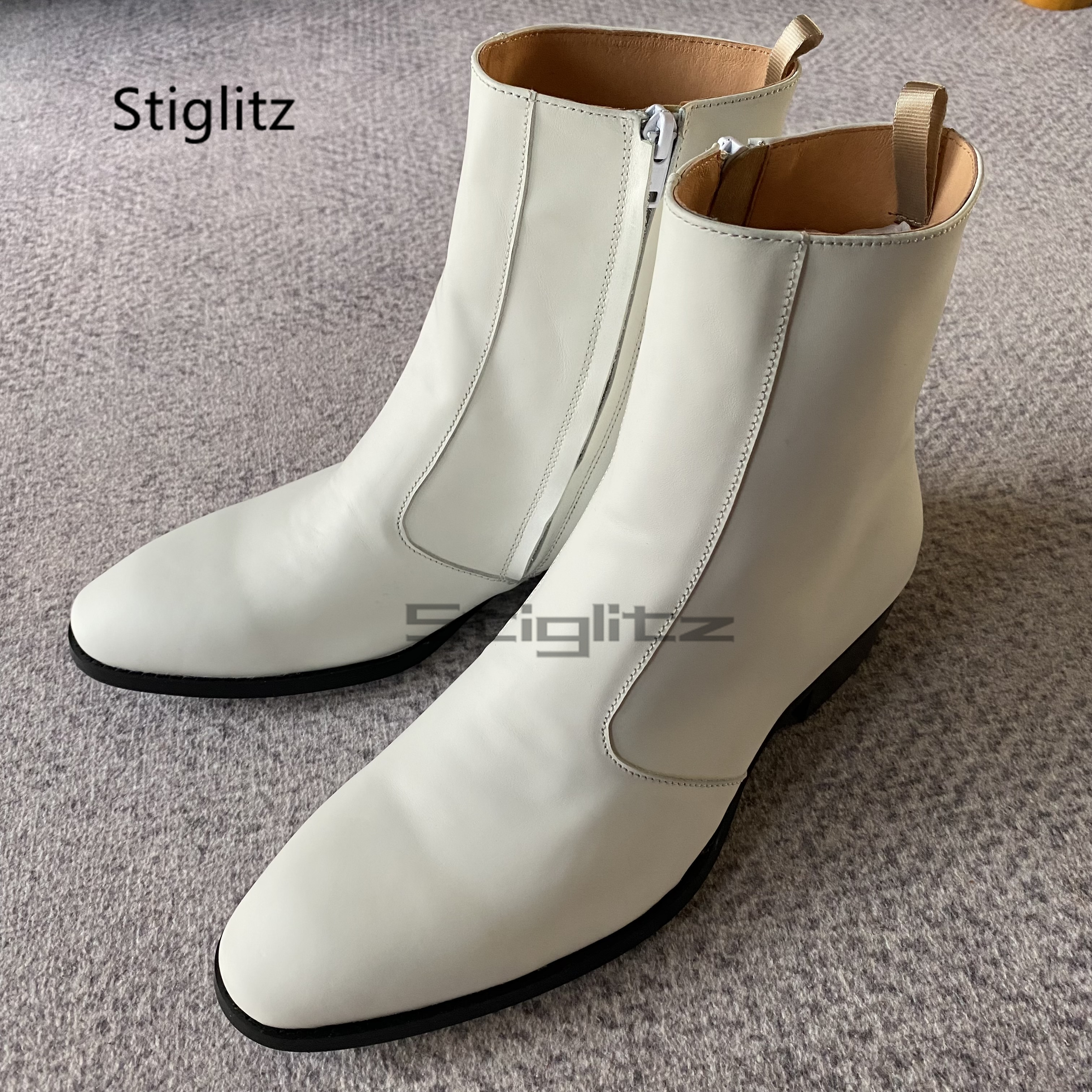 White Genuine Leather Chelsea  - Men Shoes Boss ulasan dan harga