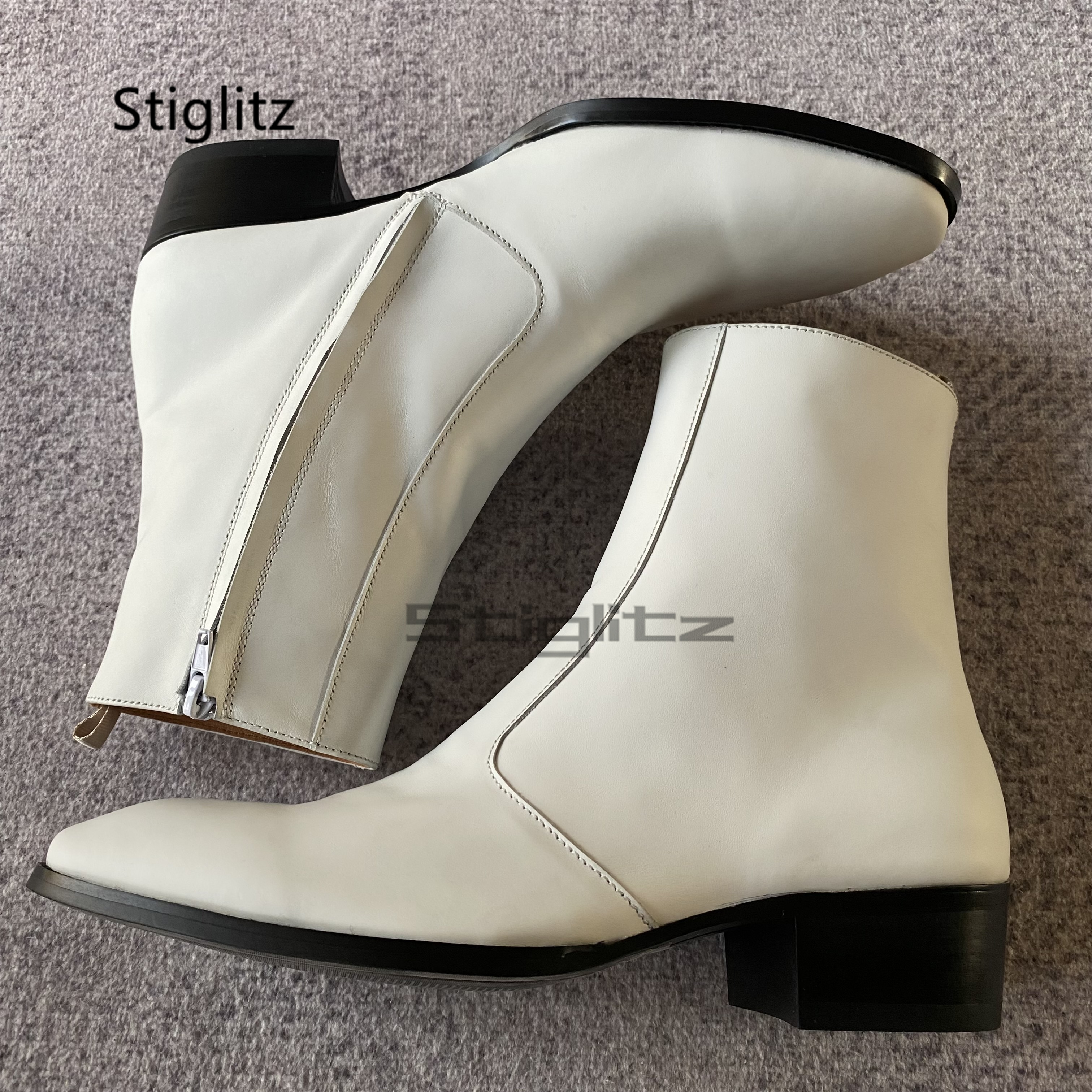 White Genuine Leather Chelsea  - Men Shoes Boss ulasan dan harga