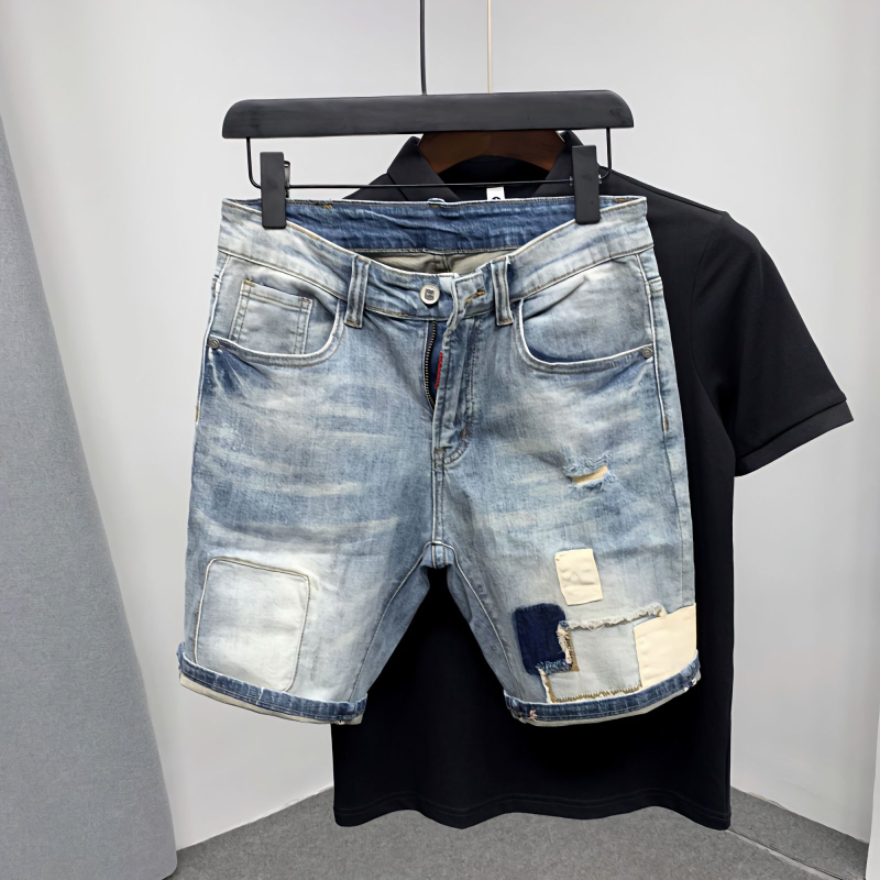 Straight Male Denim Shorts Rip - Men Shoes Xxl ulasan dan harga