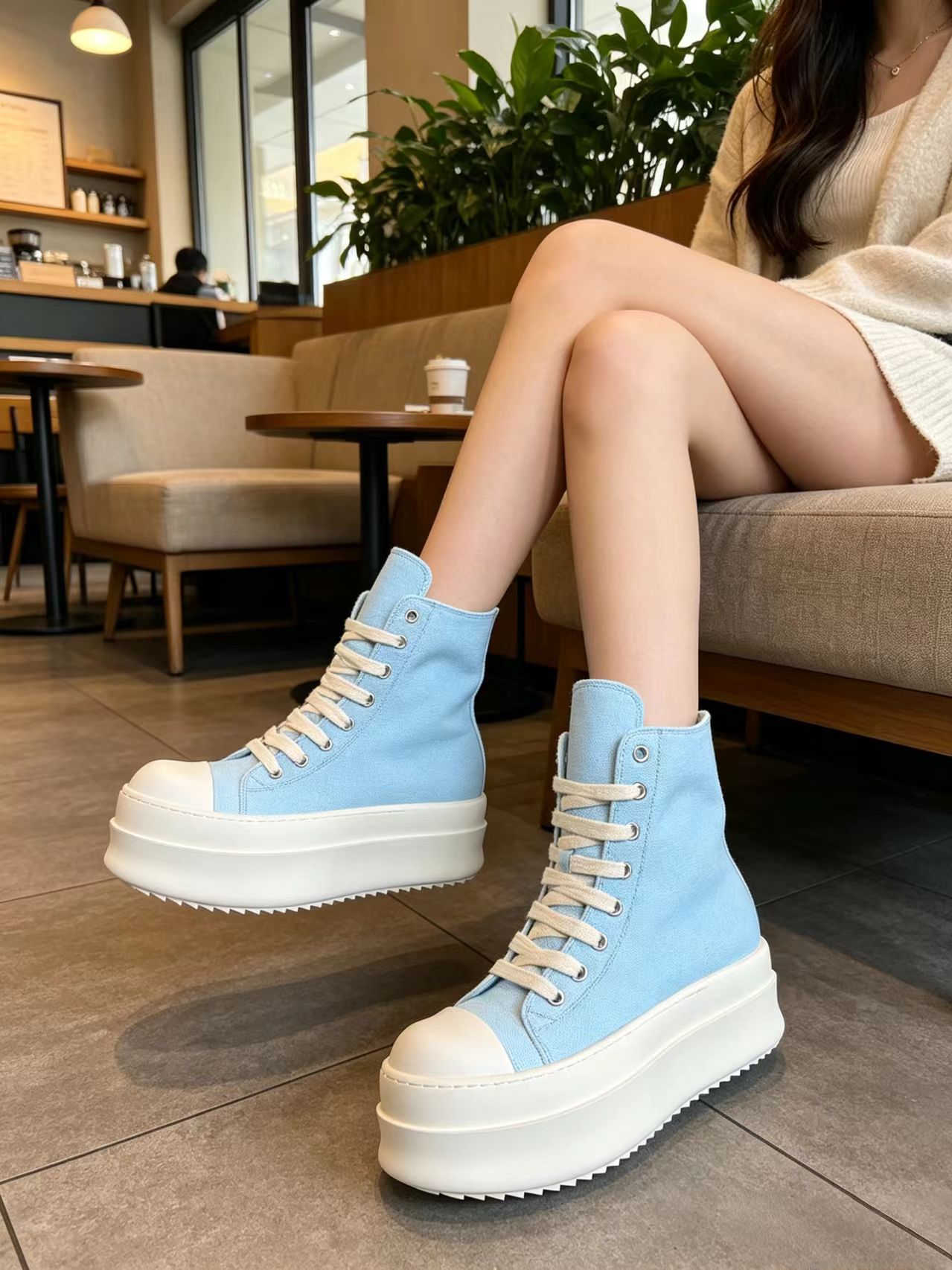 Light Blue High Top Canvas Sne - Men Shoes High ulasan dan harga