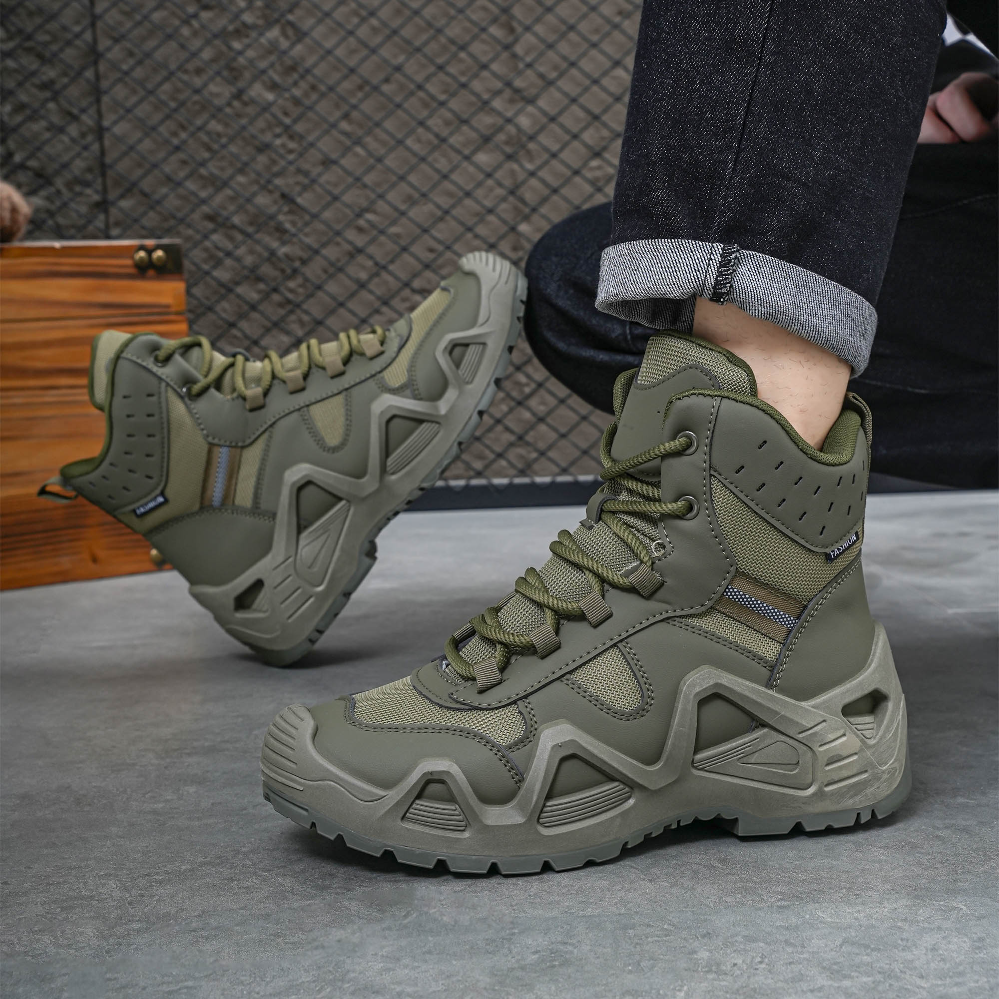 Men's high top boots, hiking b - Men'S Shoes Dress Casual ulasan dan harga