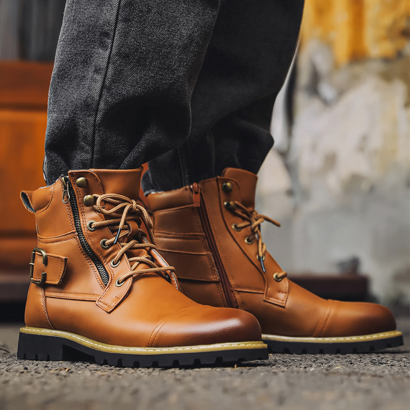 Quality Men Leather Boots Meta - Men Shoes Boss ulasan dan harga