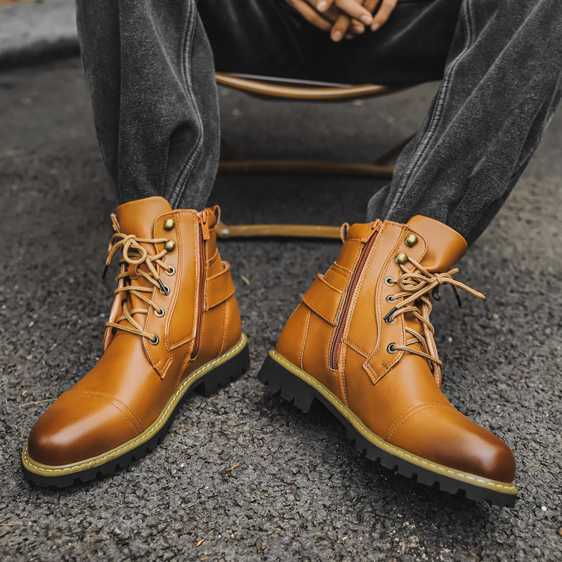 Quality Men Leather Boots Meta - Men Shoes Boss ulasan dan harga